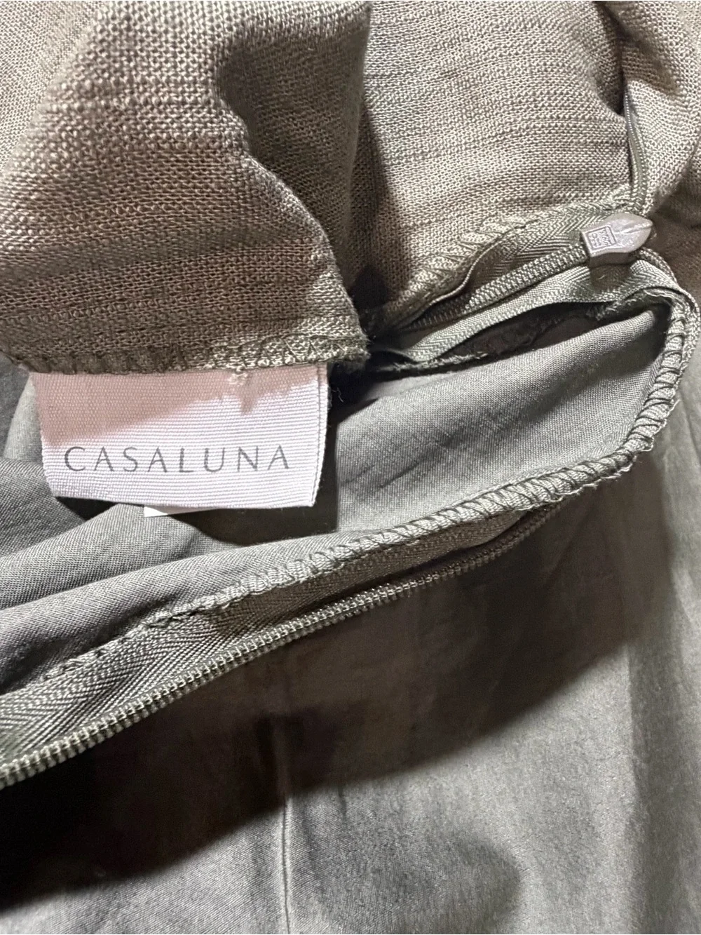 Casaluna Olive Green heavyweight linen duvet and 2 pillows